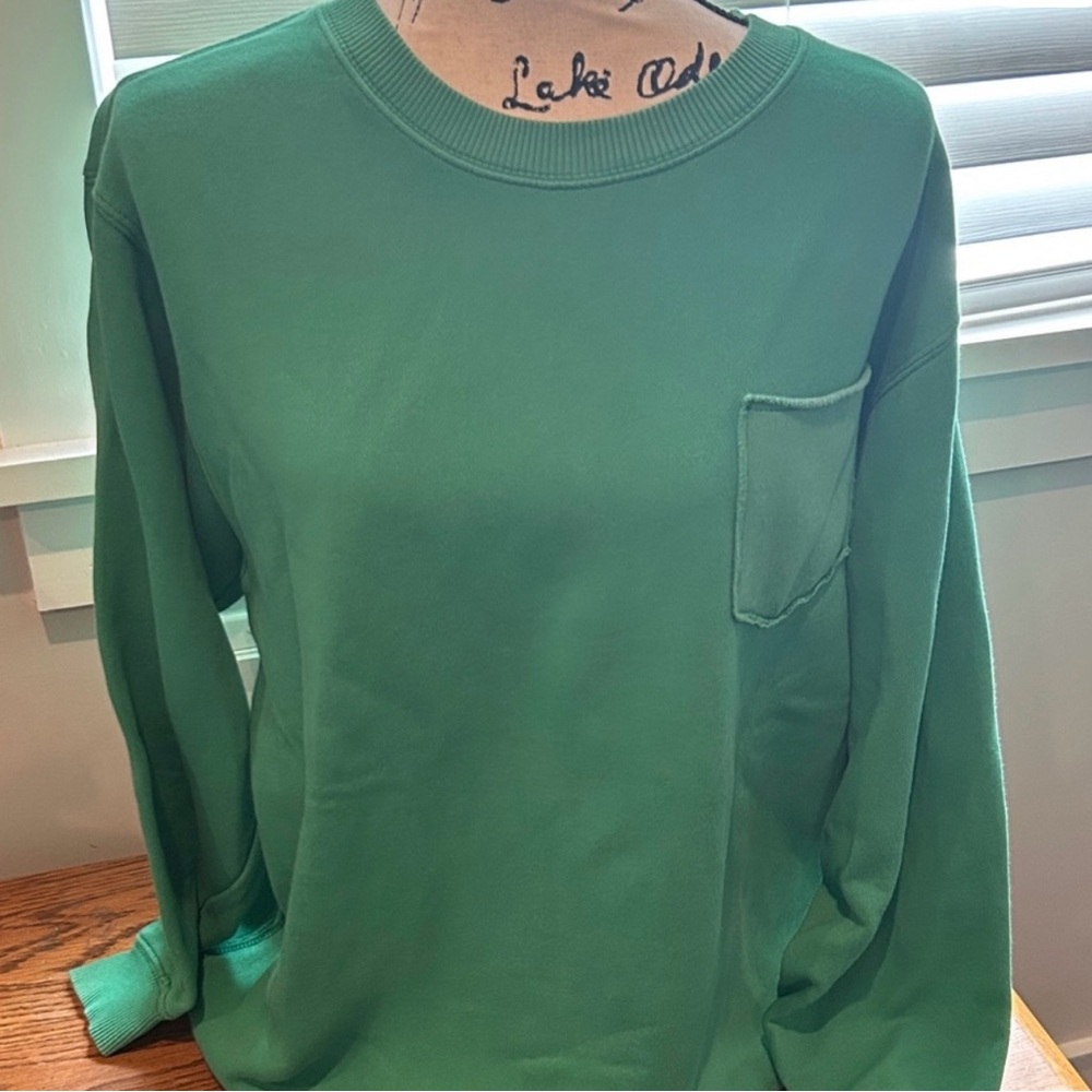 Aerie Green Long Sleeve Crew Neck Tee